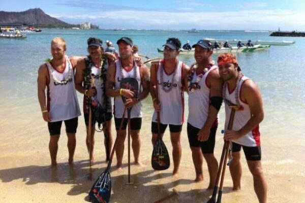 Sam & Crew at finish of Molokai Hoe
