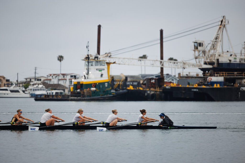 Girls rowing on the water