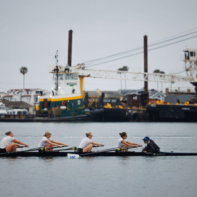 Girls rowing on the water